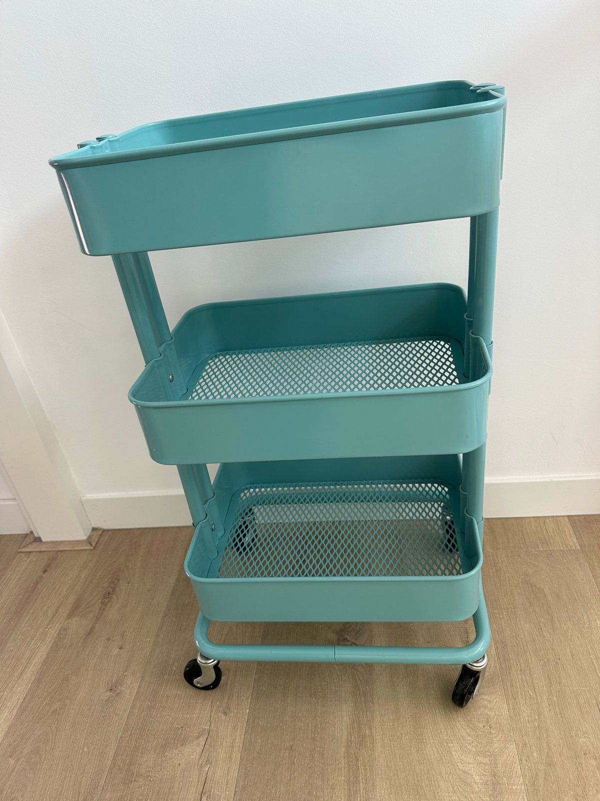 IKEA RÅSKOG Roltafel  trolley/ Opbergwagen - Turquoise, Huis en Inrichting, Ophalen, Zo goed als nieuw