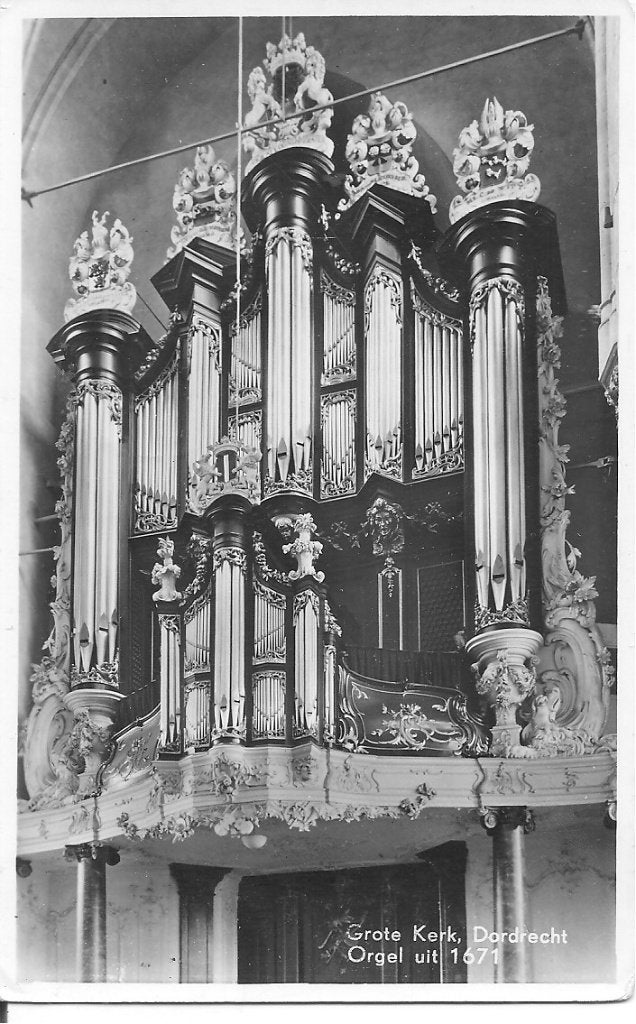 Ansichtkaart Grote Kerk Dordrecht Orgel uit 1671, Ophalen of Verzenden, 1960 tot 1980, Gelopen, Zuid-Holland