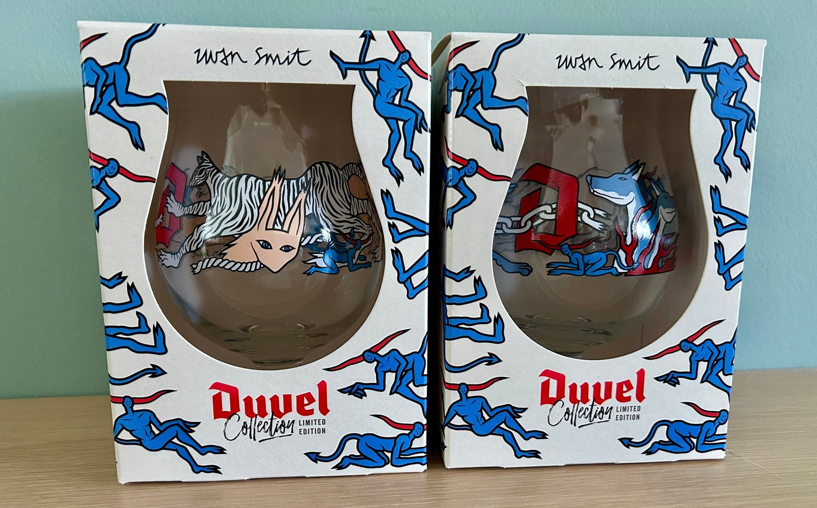Twee limited edition Duvel bierglazen Iwan Smit 2024, Ophalen of Verzenden, Nieuw, Glas of Glazen, Duvel
