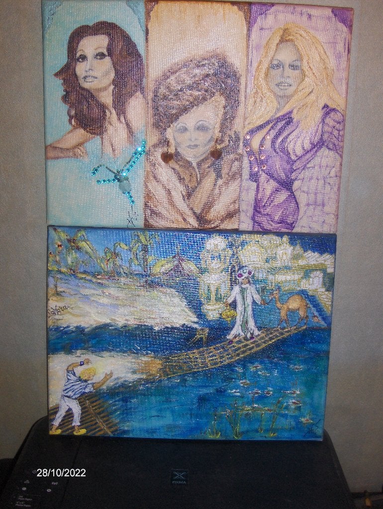 Twee Canvas Schilderijtjes van 40 x 30cm in Nieuwstaat, Minder dan 50 cm, Oorspronkelijke maker, Ophalen of Verzenden, Zo goed als nieuw