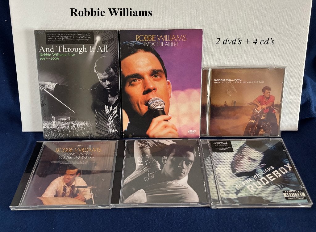 Robbie Williams multimedia pakket (6x) met GESEALDE DVD, Ophalen, Zo goed als nieuw, Cd of Plaat