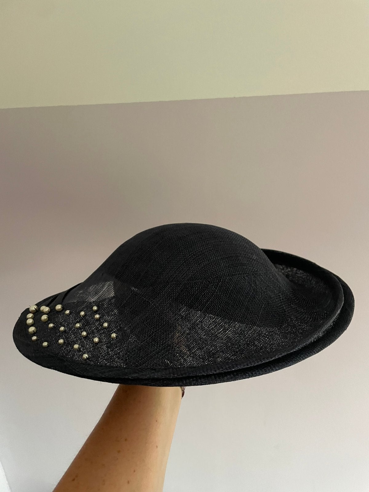 Prachtige hoed, donkerblauw, Ophalen of Verzenden, Zo goed als nieuw, 56 of 57 cm (M, 7 of 7⅛ inch), Hoed