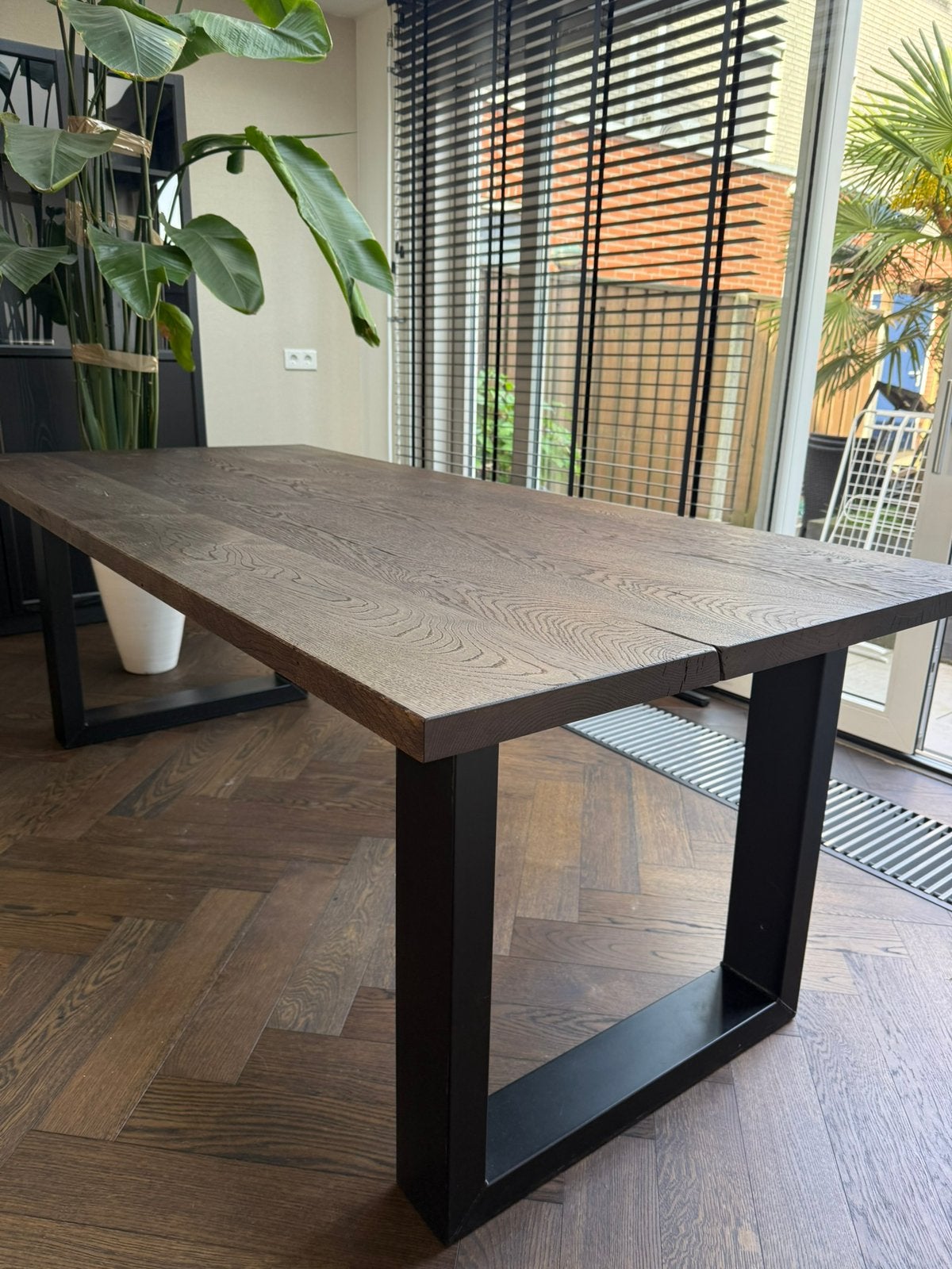 Prachtige eiken eettafel, Ophalen, 200 cm of meer, 50 tot 100 cm, Zo goed als nieuw