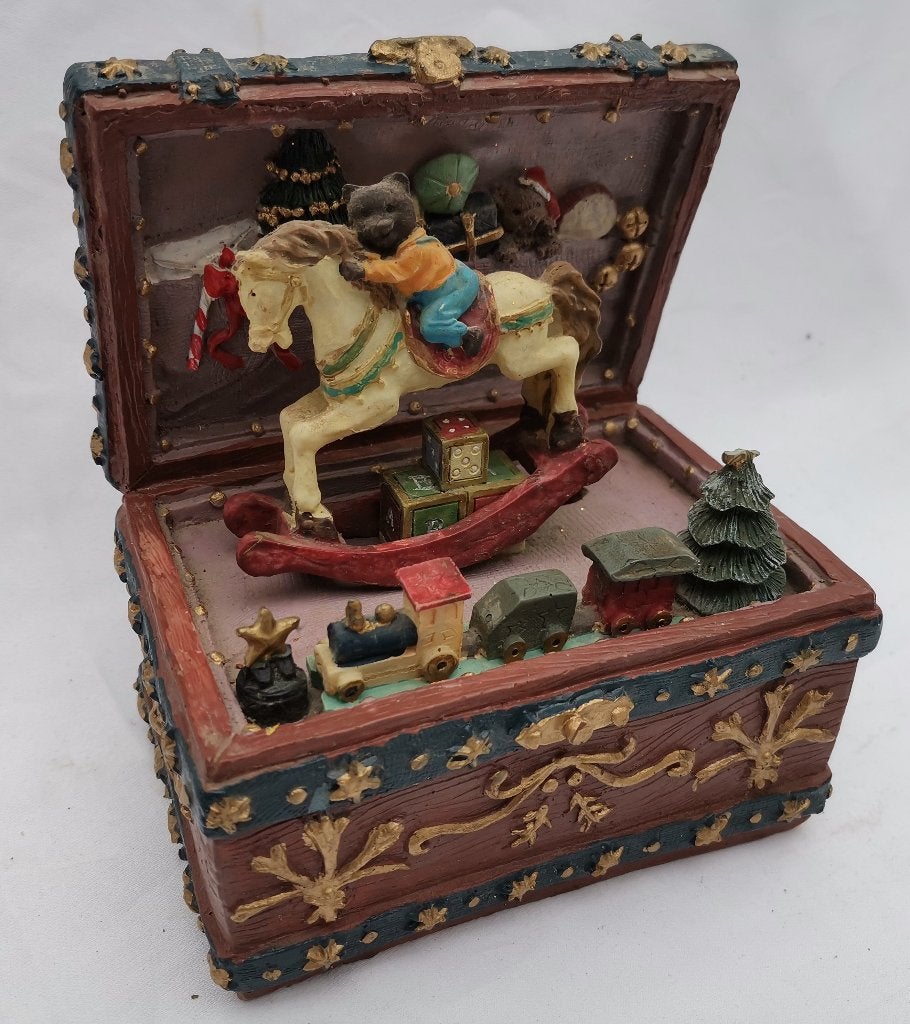 Muziekdoos automaton Speeldoos kerst carrousel schommelpaard, Ophalen of Verzenden