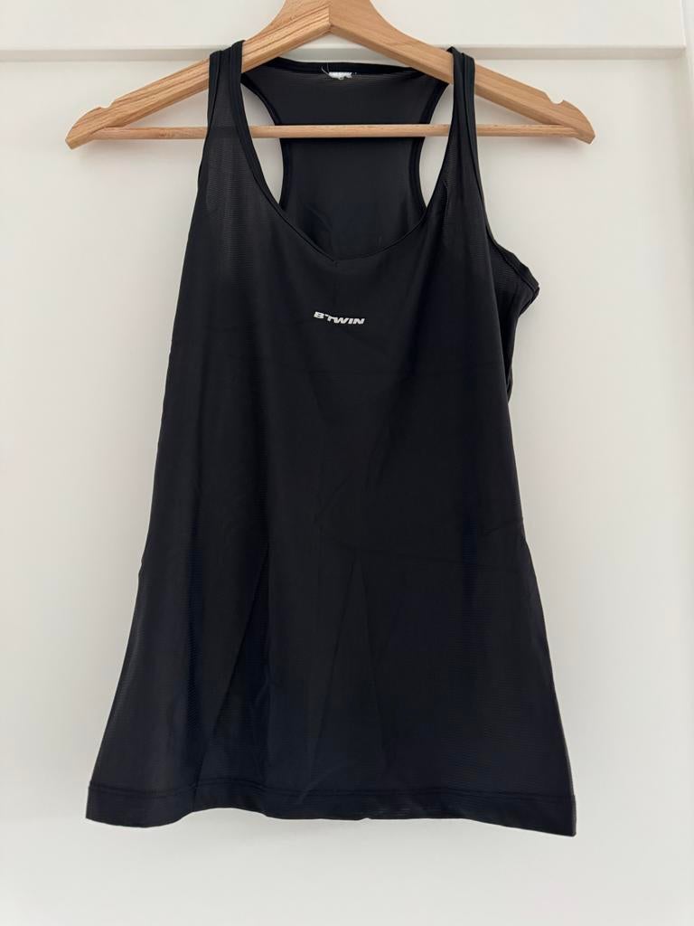 Zwart B'TWIN sporttopje - Maat S, Zwart, Ophalen of Verzenden, Zo goed als nieuw, Hardlopen of Fietsen