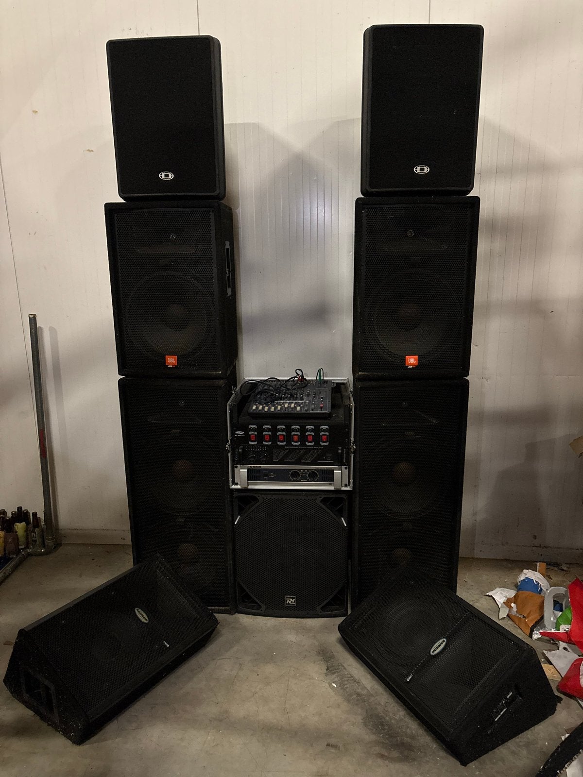 Complete geluidsset met speakers, mixer en versterkers, Muziek en Instrumenten, Ophalen of Verzenden, Gebruikt, 10 tot 20 kanalen