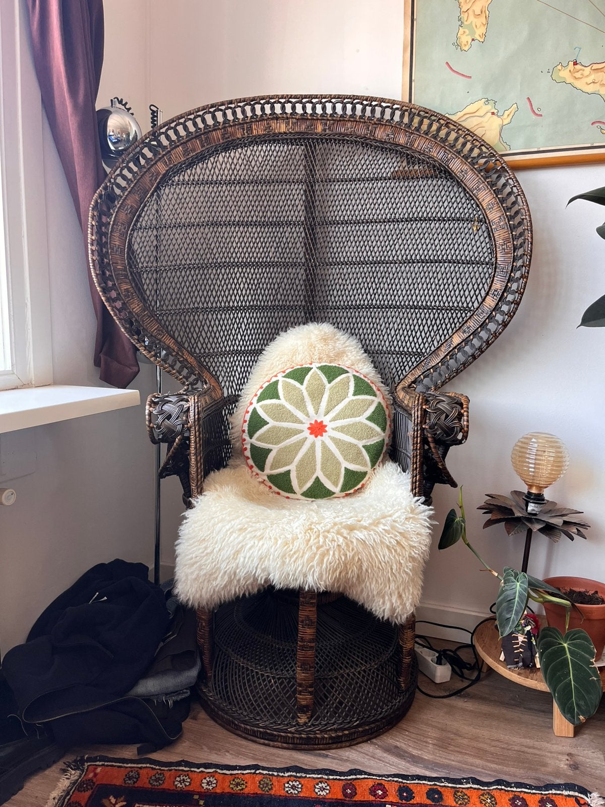 Vintage pauwen stoel, Ophalen, Zo goed als nieuw, 75 tot 100 cm, 50 tot 75 cm