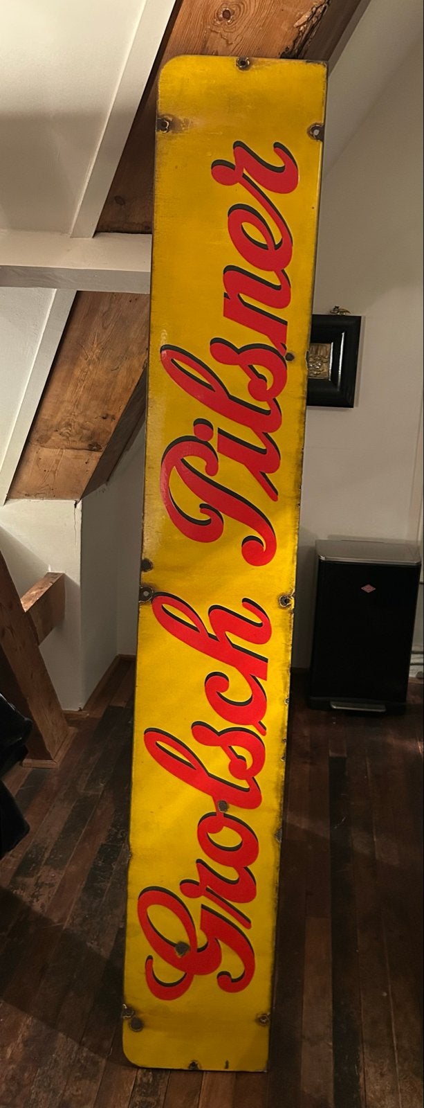 Vintage Grolsch Pilsner Reclamebord - Langcat Bussum, Ophalen