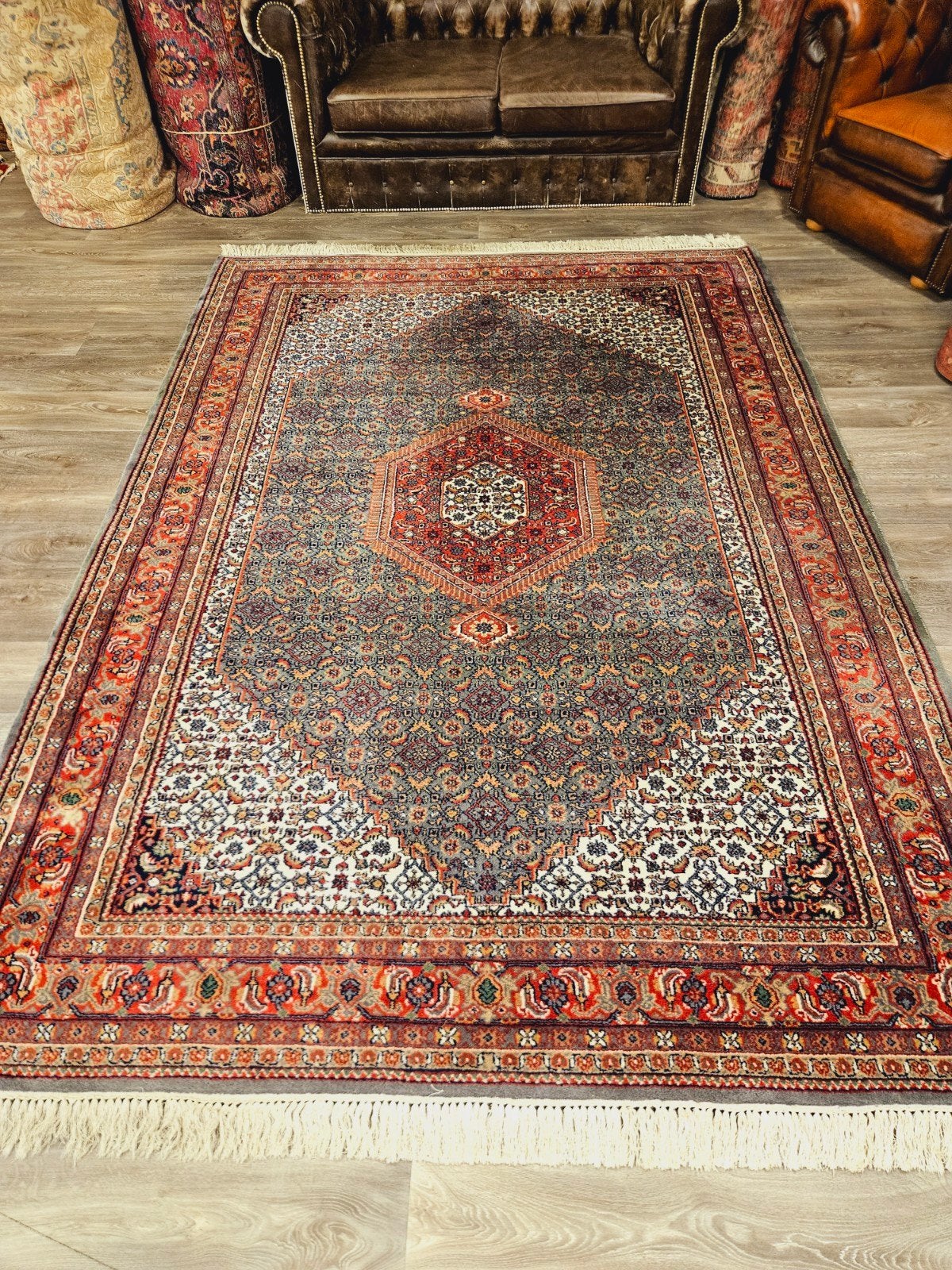 Perzisch Handgeknoopt Bidjar Tapijt. prachtige kleuren., Perzisch, 200 cm of meer, Ophalen of Verzenden, Zo goed als nieuw