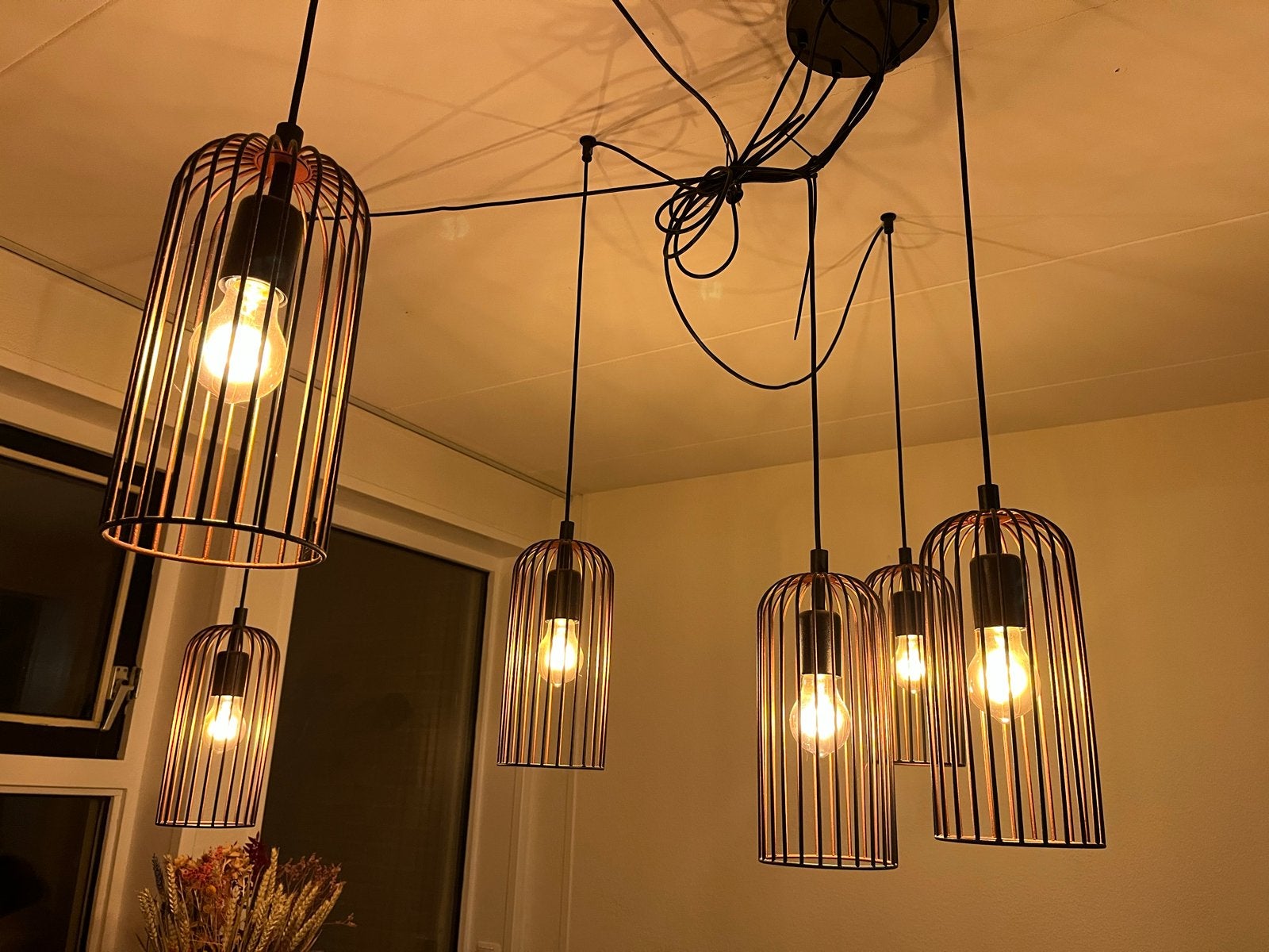 Hanglampen set zwart en koperkleur, 6 stuks, van Praxis, Ophalen, Zo goed als nieuw, Metaal