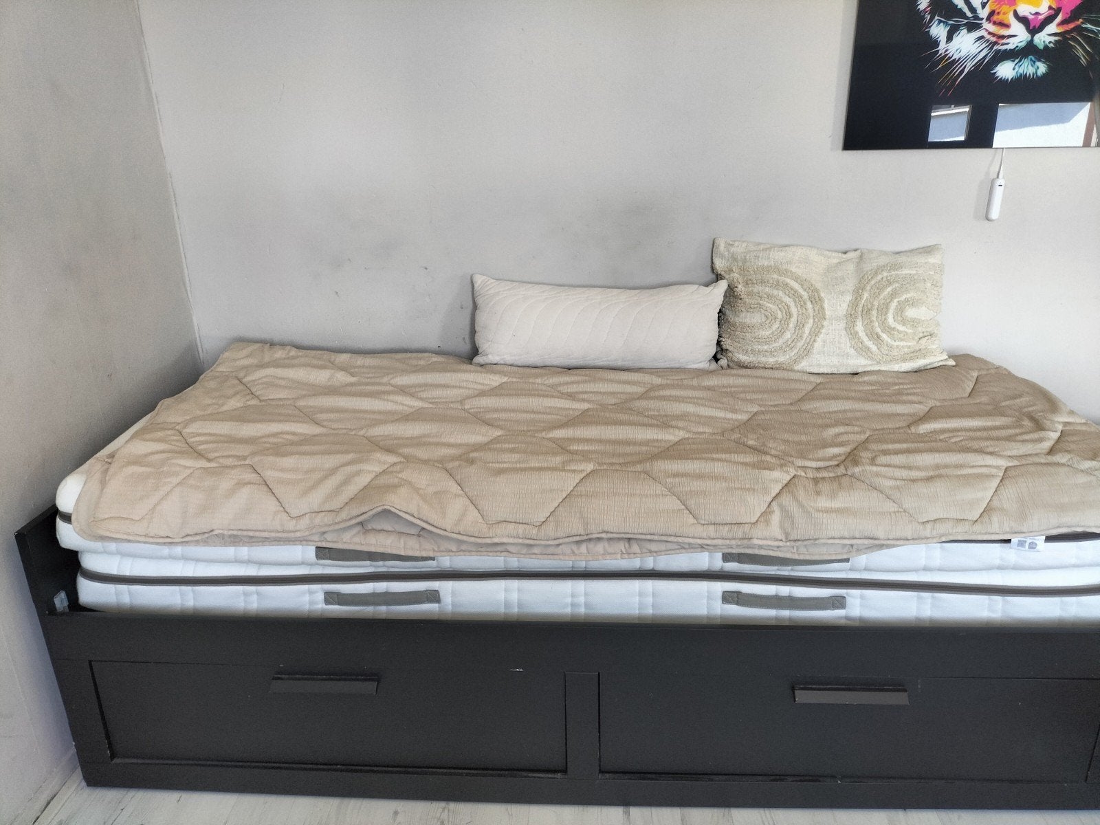 bed/ bedbank, Ophalen, Gebruikt, Tweepersoons, Hout