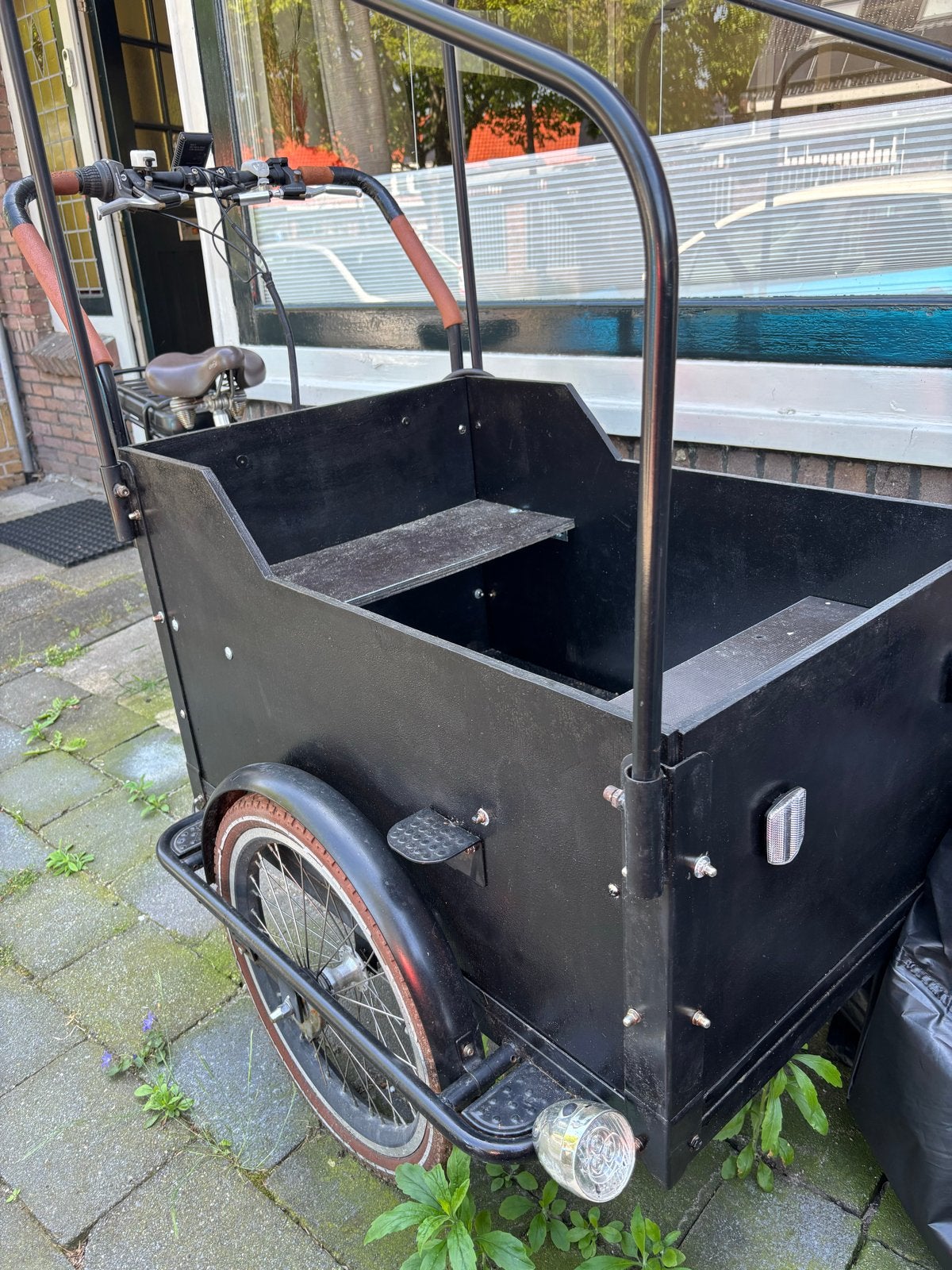 Bakfiets Vogue Troy met regen huif, Fietsen en Brommers, Fietsen | Bakfietsen, Gebruikt, Elektrisch, 2 kinderen, Trommelrem