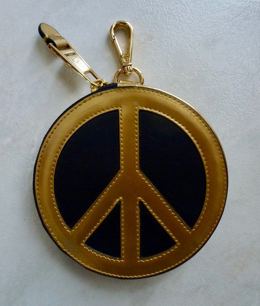 Moschino Peace Teken Portemonnee/Sleutelhanger Goud Zwart, Overige merken, Verzenden, Zwart, Zo goed als nieuw