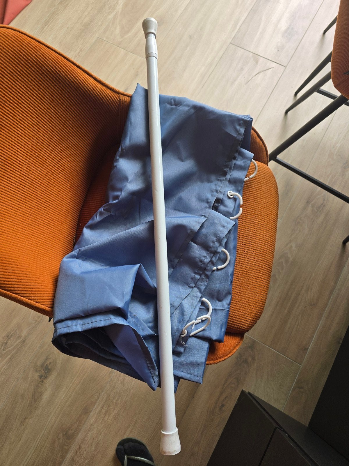 Douchegordijn met verstelbare stang - Blauw, Huis en Inrichting, Ophalen
