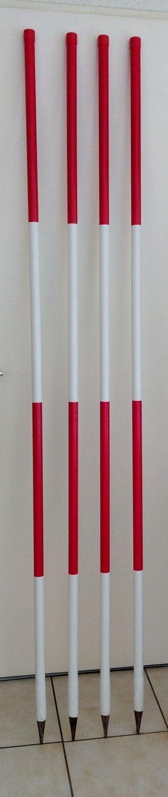 4x Nestle Jalonstok 2 Mtr. Hout Rood/Wit, Ophalen, Zo goed als nieuw, Afstand
