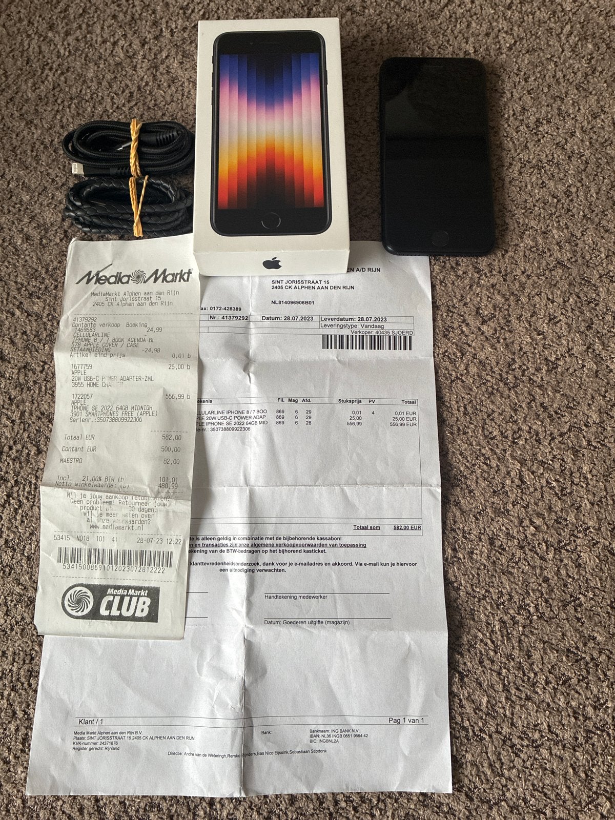 Apple iPhone SE 2022 64GB Midnight, Telecommunicatie, Zwart, Ophalen of Verzenden, Zo goed als nieuw, 64 GB