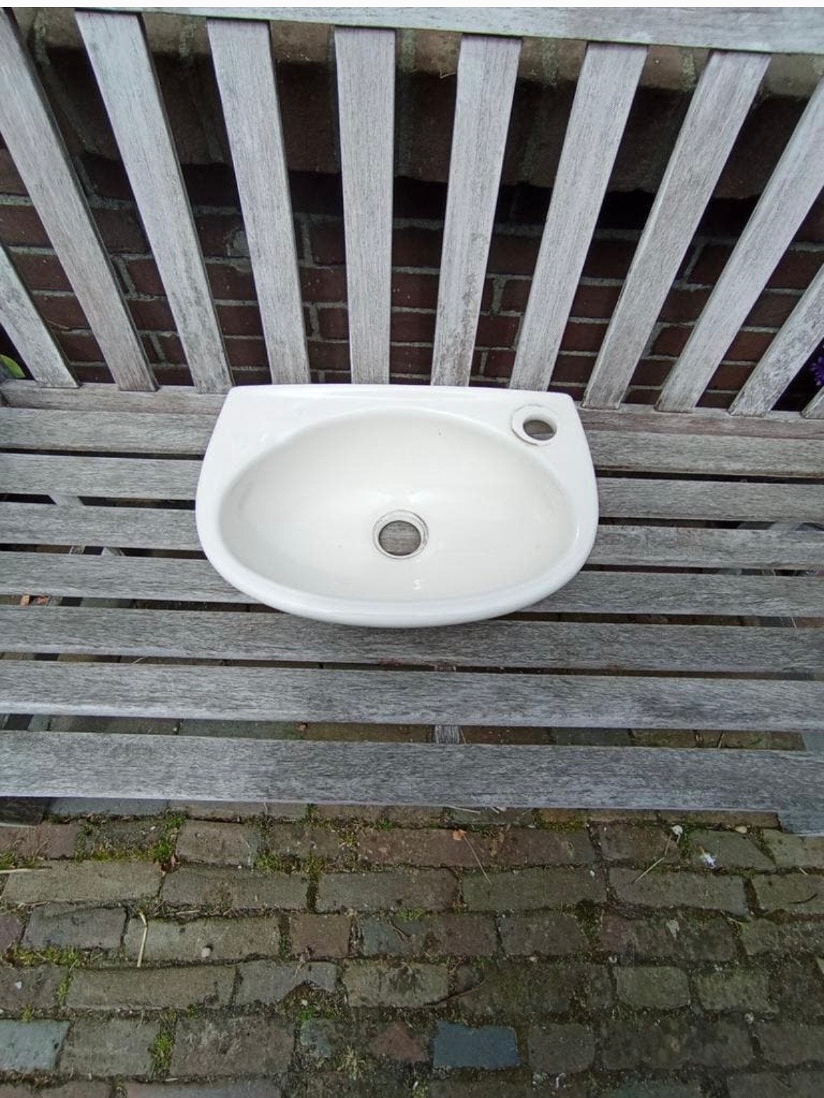 Compacte crèmekleurige wastafel, Ophalen, Gebruikt, Wastafel