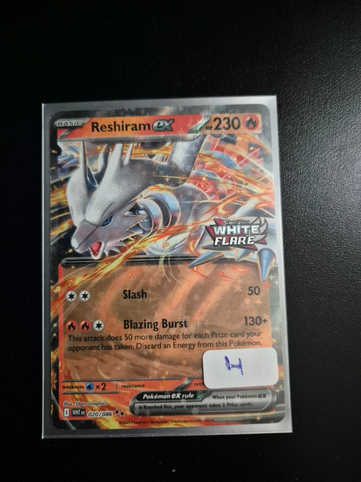 Reshiram EX  stamped wht 020/086, Hobby en Vrije tijd, Verzamelkaartspellen | Pokémon, Ophalen of Verzenden, Zo goed als nieuw