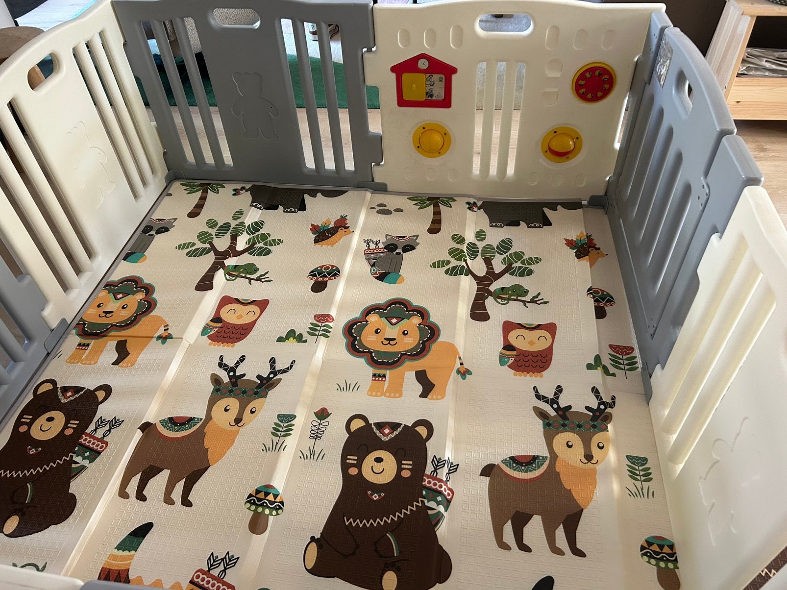 Grondbox baby155 bij 155 inclusief antislip mat, Ophalen, Zo goed als nieuw, Vierkant, Boxkleed