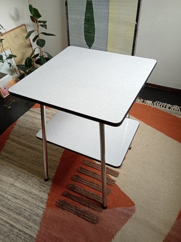 Vintage bijzettafel Formica - 55x55 cm, Ophalen, Kunststof, Gebruikt, Vierkant