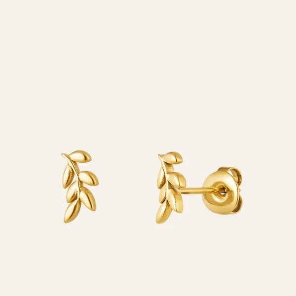Oorknopjes Takje met Blaadjes Mini Goud en Zilver Staal, Overige materialen, Verzenden, Nieuw, Knopjes of Stekers