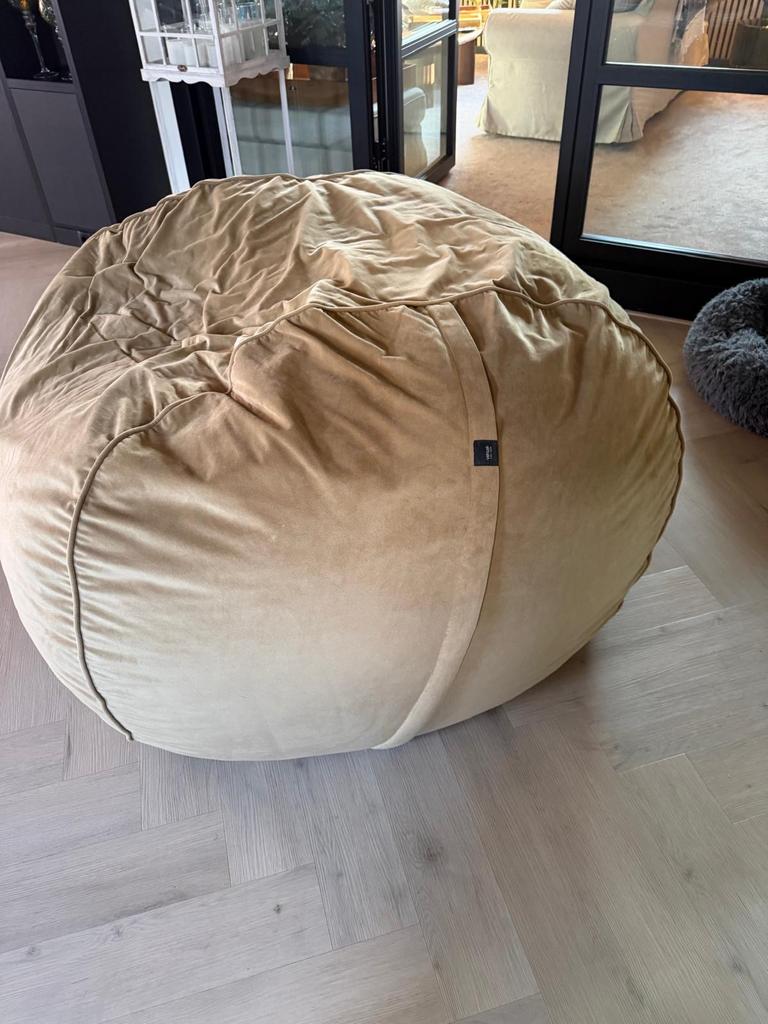 Vetsak Poef - Comfortabele Zitzak in Beige/Taupe, Huis en Inrichting, Ophalen, Gebruikt, Rond, 100 tot 125 cm