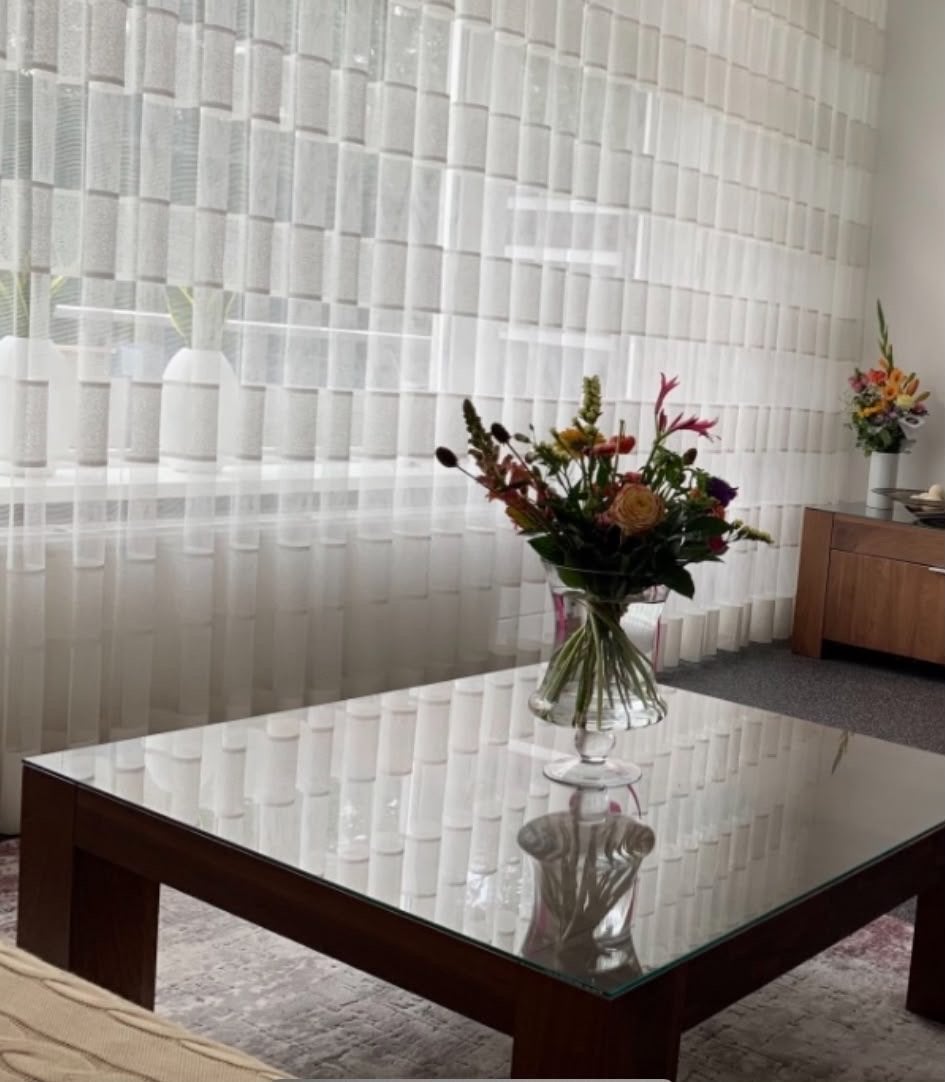 Prachtige Gordijnen - 2 sets, Huis en Inrichting, Ophalen, Gebruikt, Wit, Lichtdoorlatend