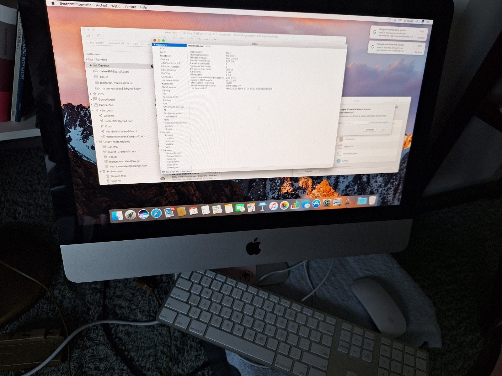 iMac 21 inch compleet met muis en toetsenbord, Computers en Software, Apple Desktops, Ophalen, HDD en SSD, IMac, Onbekend