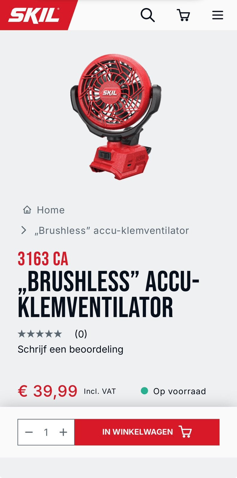 Skil PWRCore Accu 20V Ventilator, Ophalen of Verzenden, Nieuw