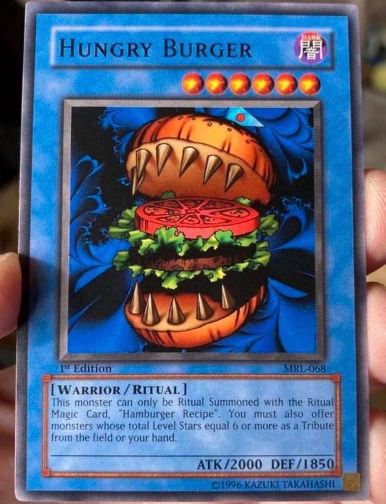 Yu-Gi-Oh! Hungry Burger MRL 1st Edition US Print!, Ophalen of Verzenden, Zo goed als nieuw, Losse kaart