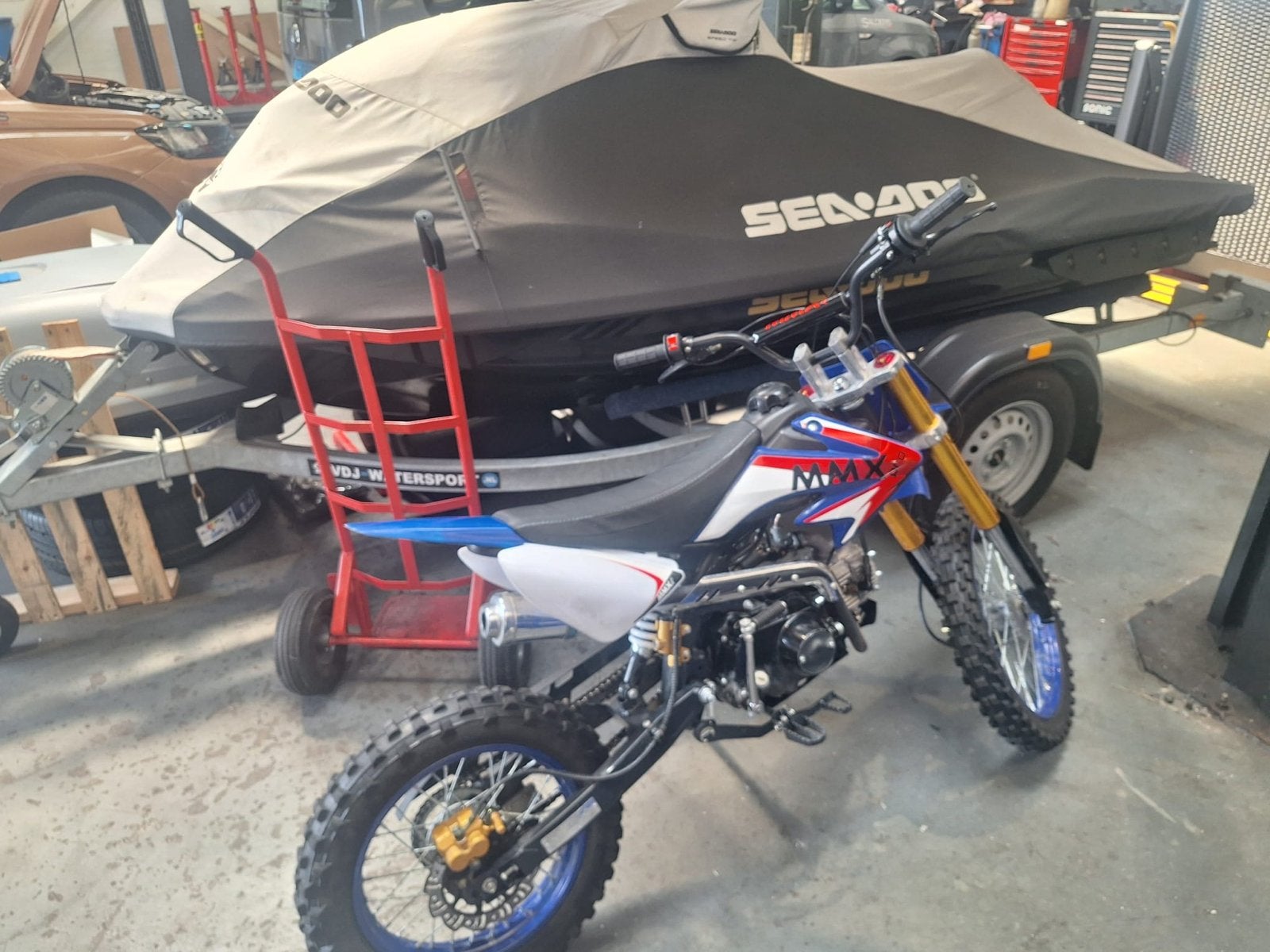 Stoere Pitbike MMX - Zo goed als nieuw!, Fietsen en Brommers, Minibikes, Midibikes en Pitbikes, Ophalen, Zo goed als nieuw, Schijfrem