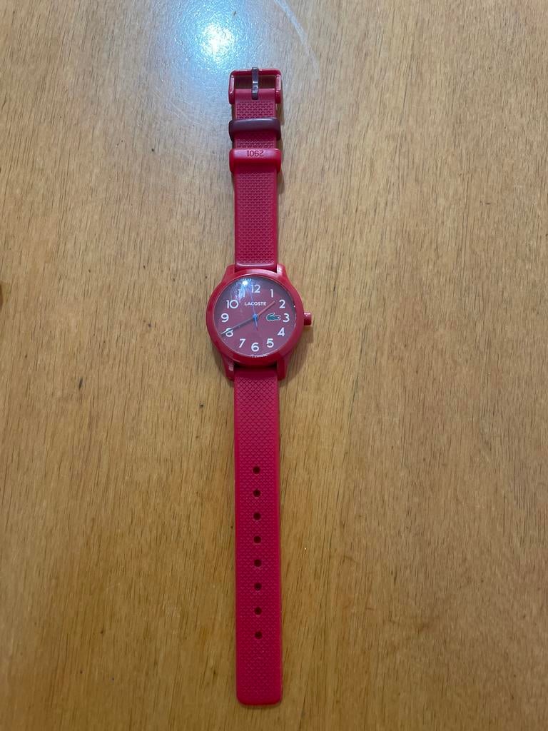 Originele Lacoste Horloge rood/donkerblauw, Sieraden, Tassen en Uiterlijk, Horloges | Heren, Overige merken, Staal, Polshorloge