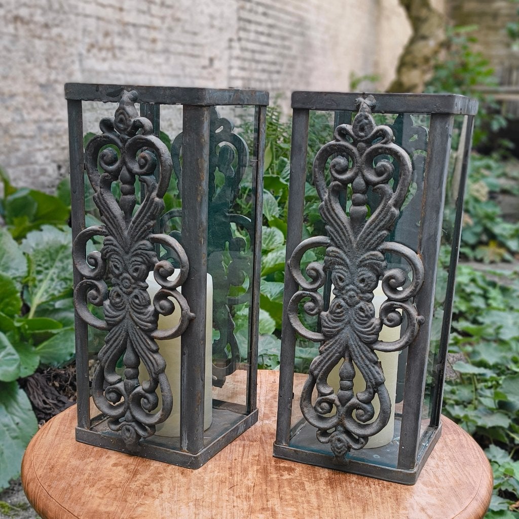 Set van 2 sierlijke windlichten, Ophalen, Windlicht, Gebruikt, Zwart