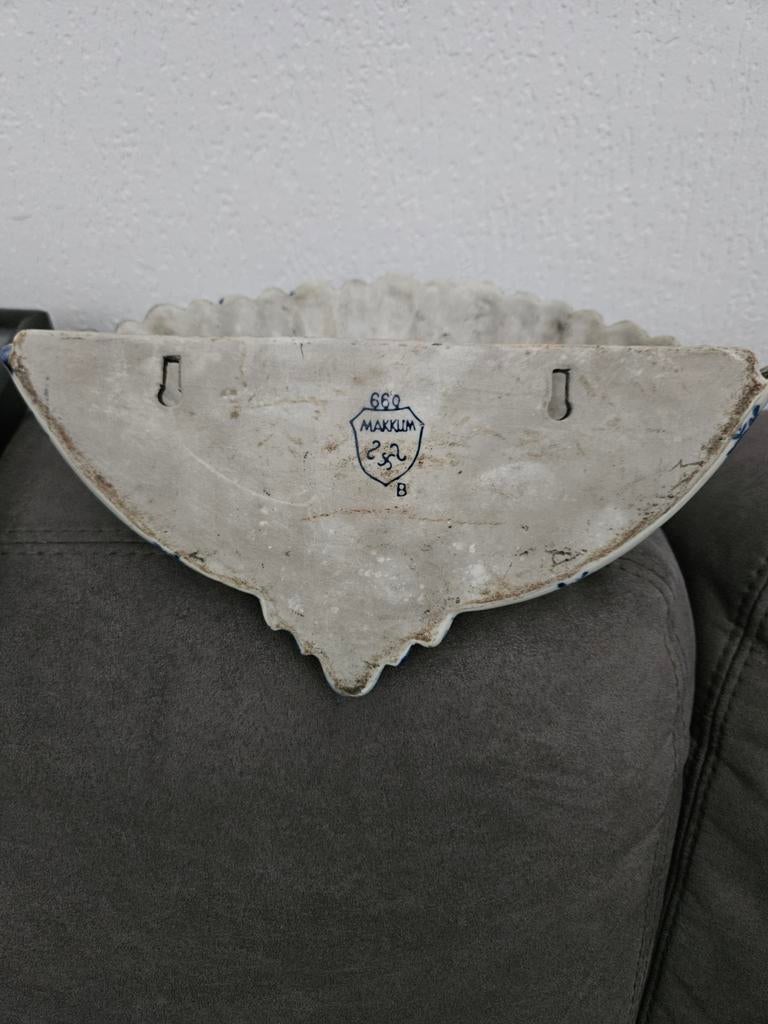 Antieke Makkum Wandvaas - Delfts Blauw Schelp Design, Antiek en Kunst, Ophalen of Verzenden