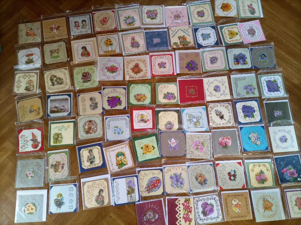 Kaarten geborduurd, Hobby en Vrije tijd, Kaarten | Zelfgemaakt, Ophalen of Verzenden, Nieuw, Overige thema's