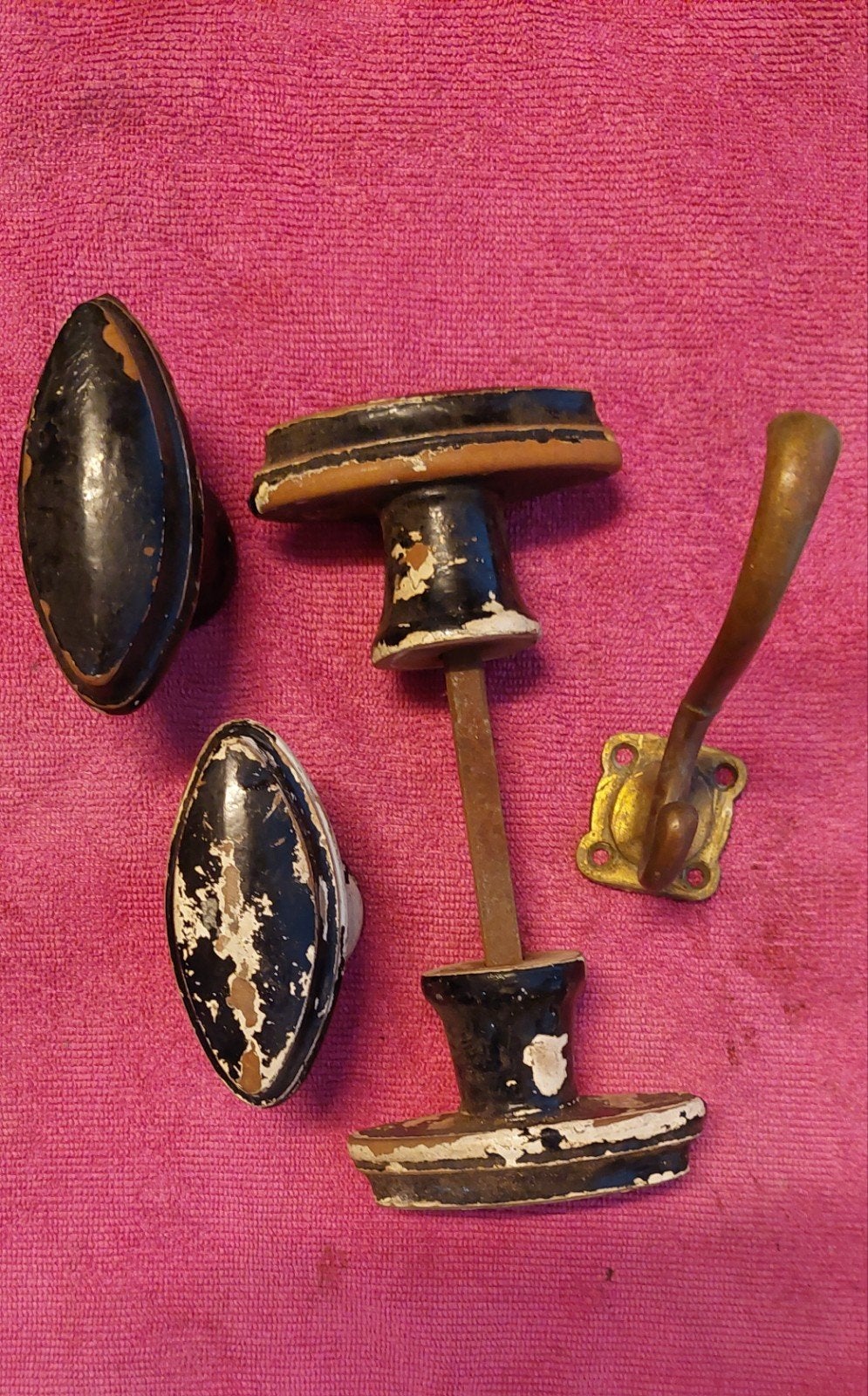 4 Oude Houten Vintage Deur- of Kastknoppen, Antiek en Kunst, Ophalen of Verzenden