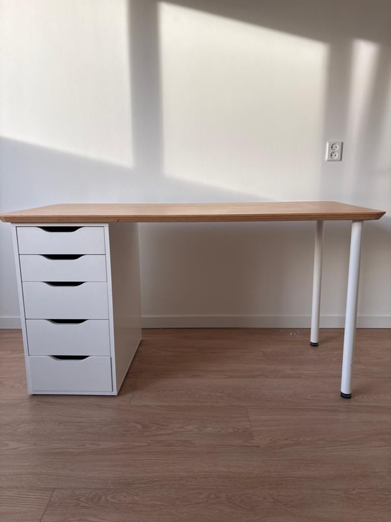 IKEA Linnmon / Alex bureau met lades en poten, Ophalen, Zo goed als nieuw, IKEA, Computerbureau