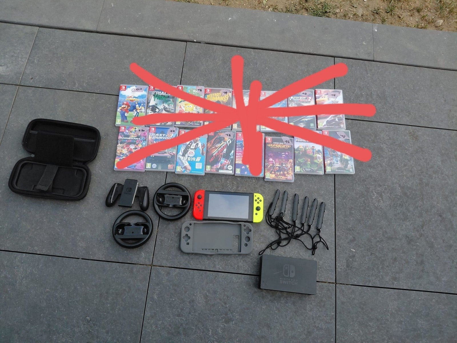 Nintendo Switch (zonder games) met accessoires, Spelcomputers en Games, Ophalen, Gebruikt, Met 2 controllers, Switch Original