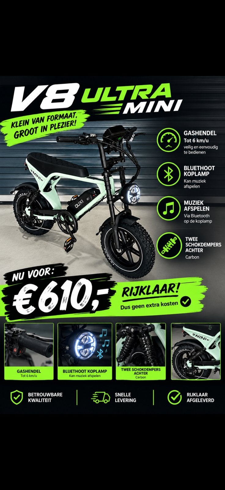 FATBIKE OUXI V8 ultra mini Rijklaar Nu voor 610€, Fietsen en Brommers, Nieuw, 59 cm of meer, 50 km per accu of meer, Ophalen