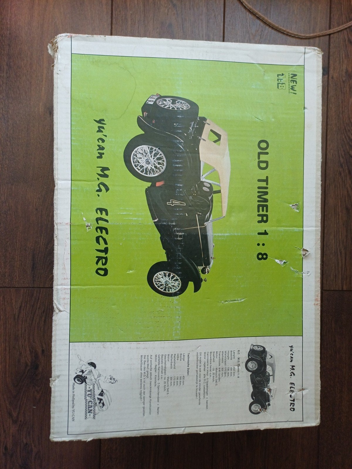 Yu'can M.G. Electro Old Timer 1:8 Bouwset - Made in Holland, Hobby en Vrije tijd, Overige merken, Auto, Groter dan 1:32, Nieuw