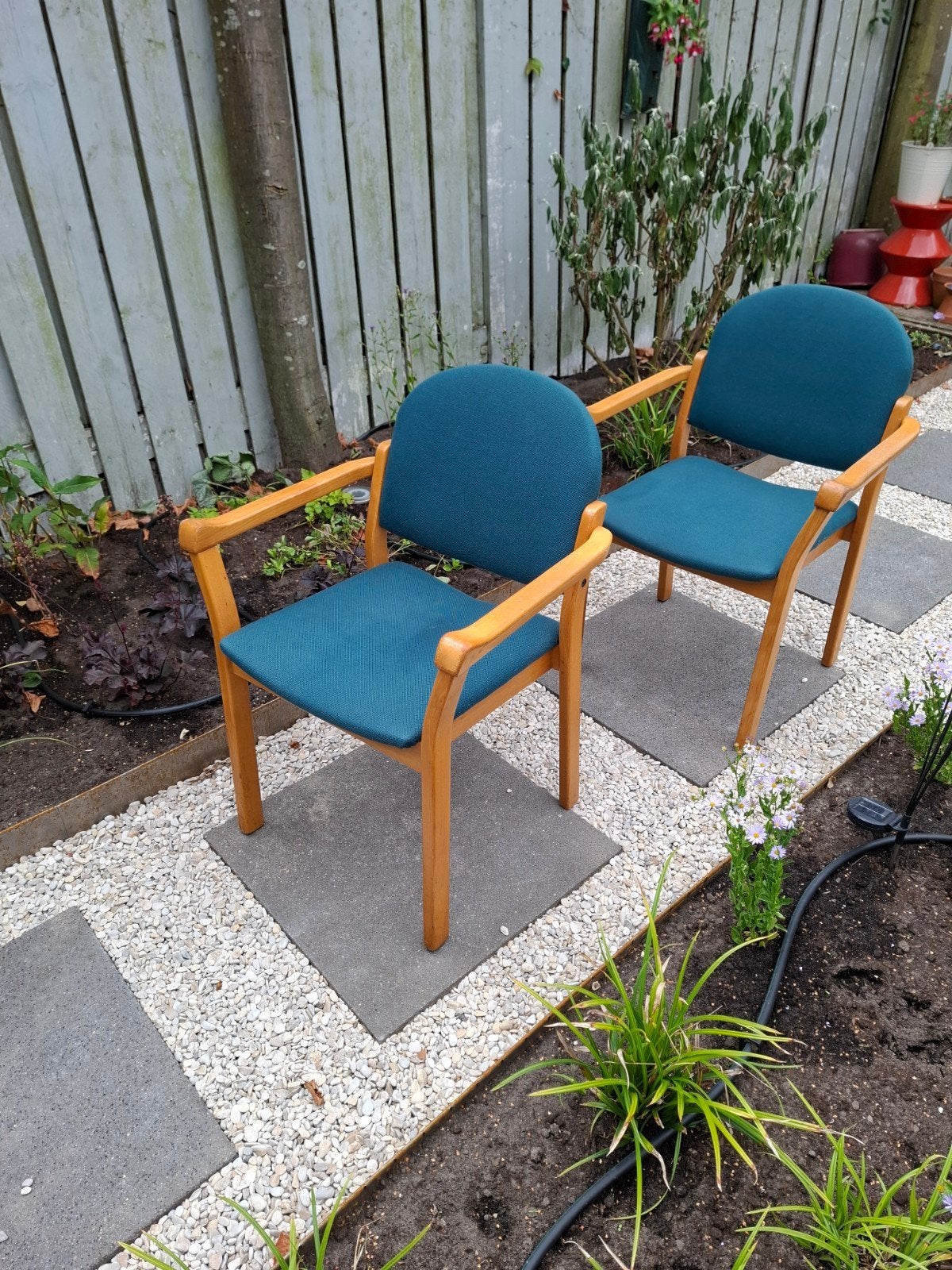 Set van 6 vintage eetkamerstoelen, Huis en Inrichting, Stoelen, Gebruikt, Vintage jaren 60- 70- 80, Ophalen of Verzenden, Stof
