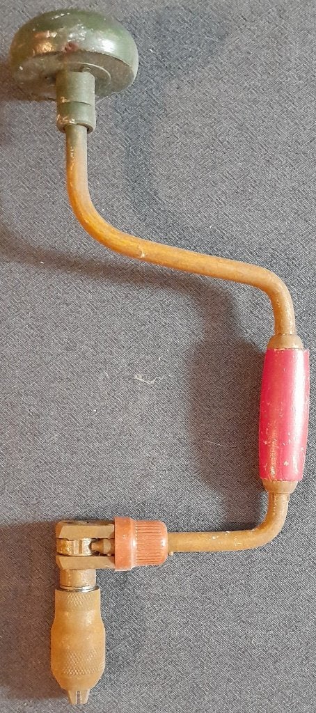Antieke houten booromslag handboor vintage gereedschap, Ophalen of Verzenden