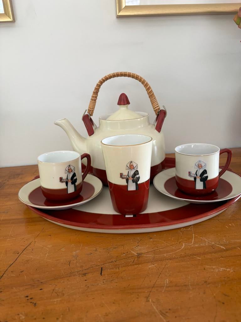 Art Deco Droste Cacao Service 1930 met Dienblad, Ophalen of Verzenden