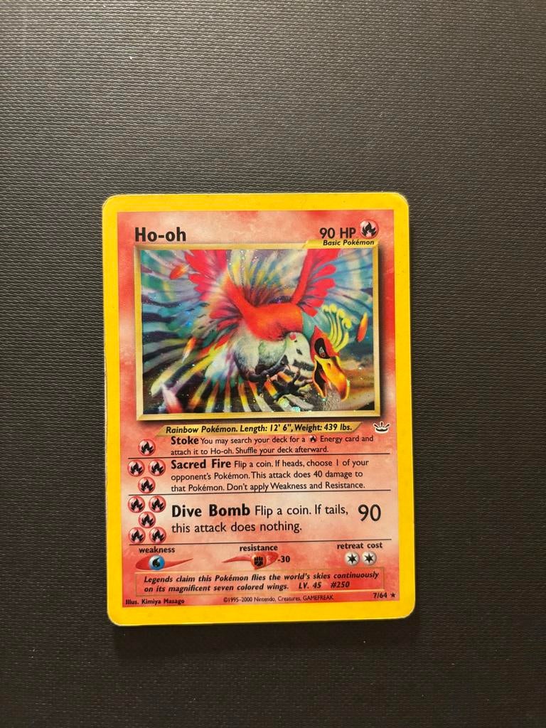 Glimmende Ho-oh Pokémon kaart - Zeldzaam en in goede staat, Ophalen of Verzenden, Zo goed als nieuw, Losse kaart, Foil
