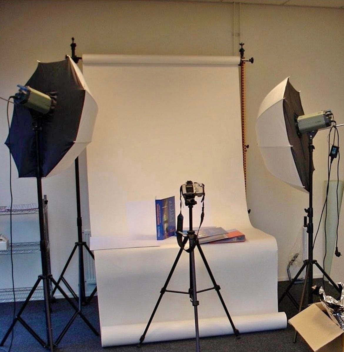 Complete fotostudio set met verlichting en achtergrond, Ophalen, Gebruikt, Complete fotostudio