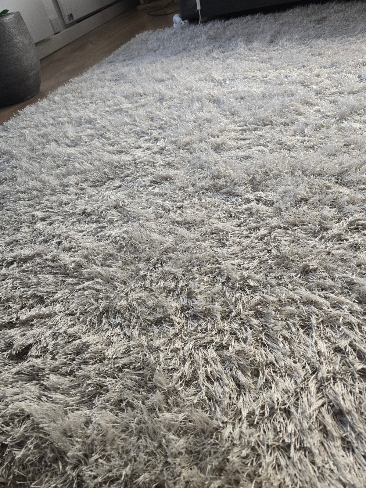 Silver shaggy rug, high pile, Huis en Inrichting, Ophalen, Modern, Shaggy, Scandinavisch, Grijs, 150 tot 200 cm