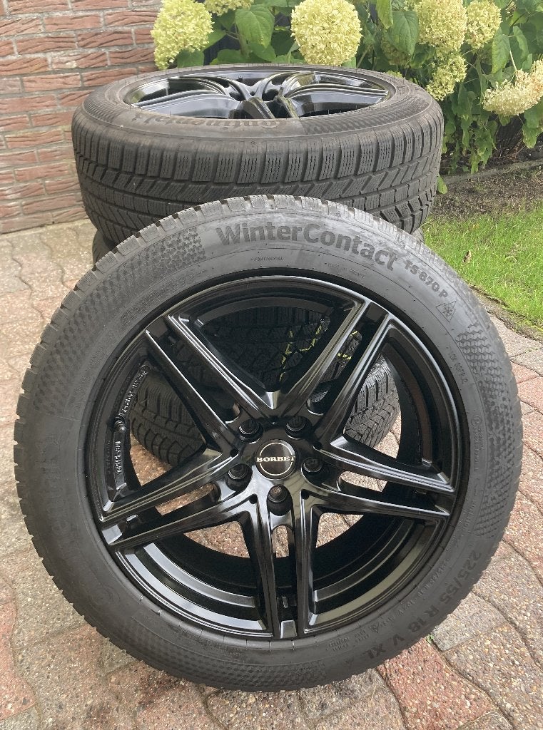 Org. mooie 18inch Borbet velgen met winterbanden VW Tiguan, Ophalen, 18 inch, Gebruikt, Banden en Velgen