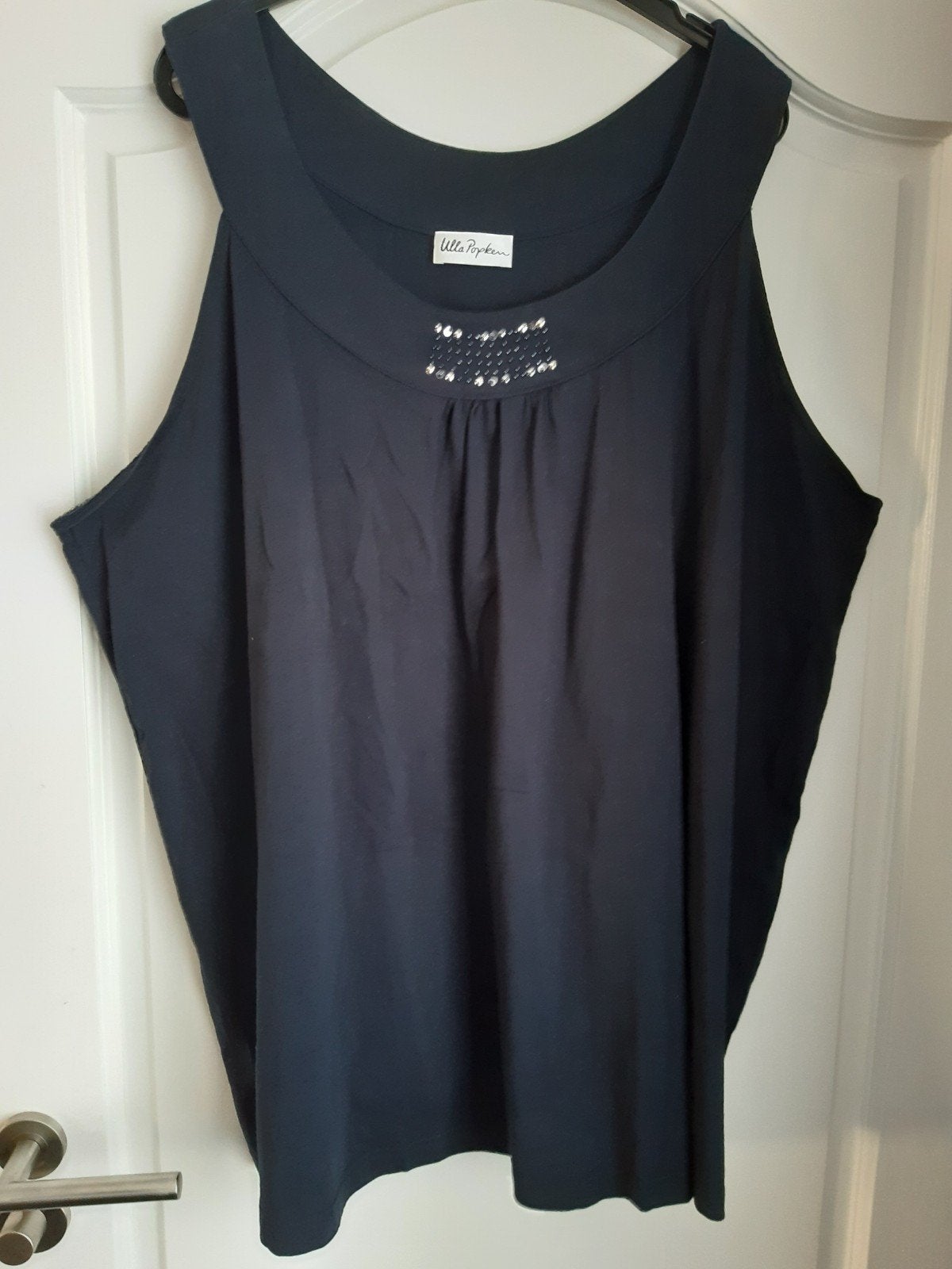 Ulla Popken Donkerblauwe Top met Pailletten - Maat 58/60, Kleding | Dames, Tops, Zo goed als nieuw, Maat 46/48 (XL) of groter