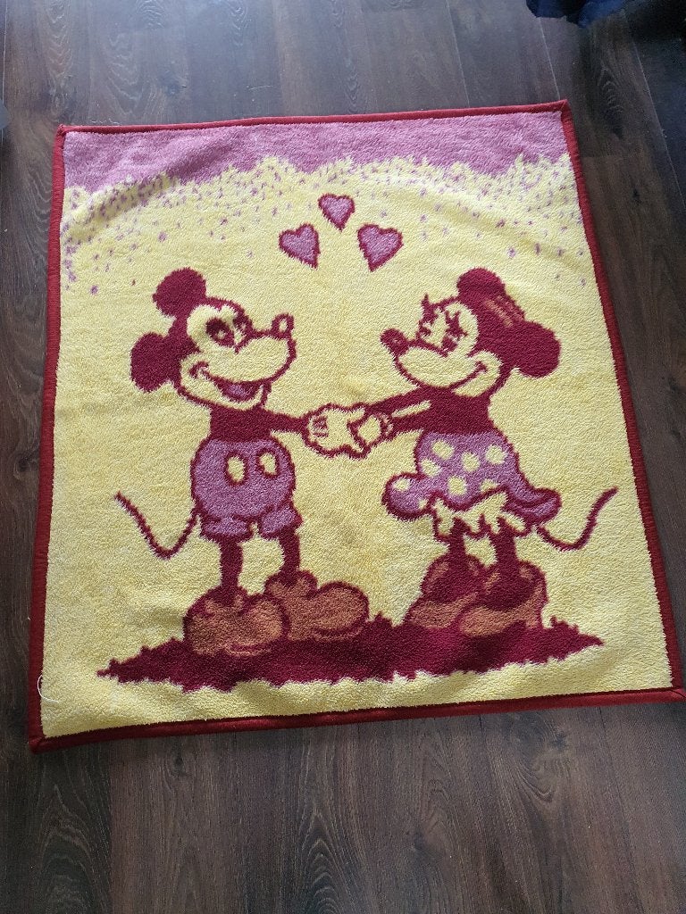 Vintage Disney Mickey Minnie deken retro plaid 90s, Verzamelen, Disney, Ophalen of Verzenden, Mickey Mouse, Beeldje of Figuurtje