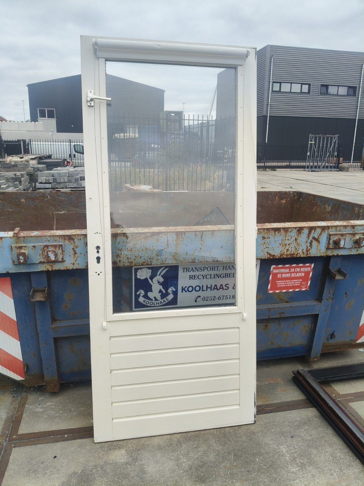 Achterdeur met glas, 92,5x211 cm, borstwering 70 cm, Doe-het-zelf en Verbouw, Deuren en Horren, Ophalen, Gebruikt, 80 tot 100 cm